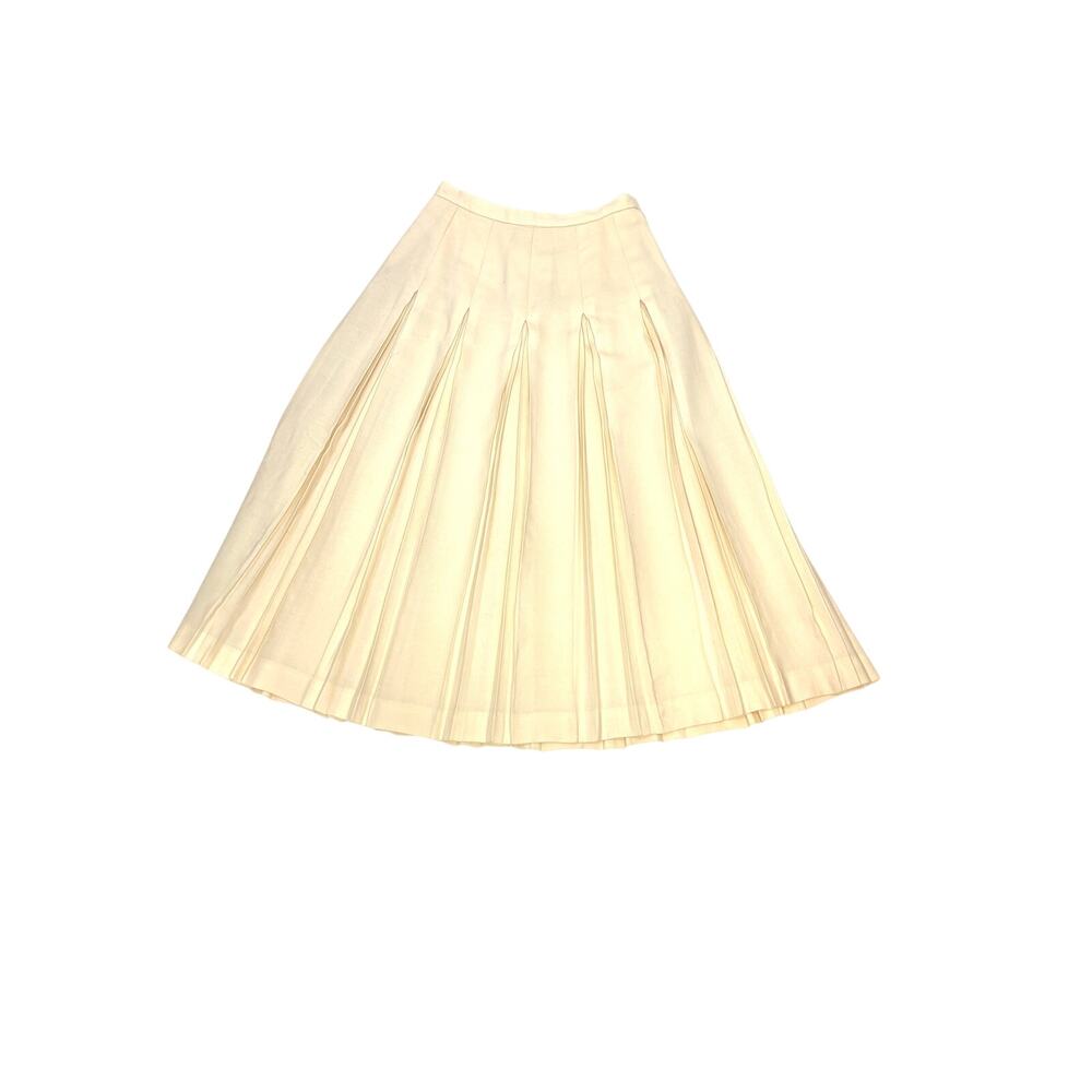 Evan Picone Vintage Worsted Wool Union Made Cream Pleated Maxi Skirt 10